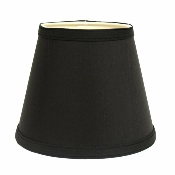 Homeroots 19 in. Black with White Empire Slanted Shantung Lampshade 469969
